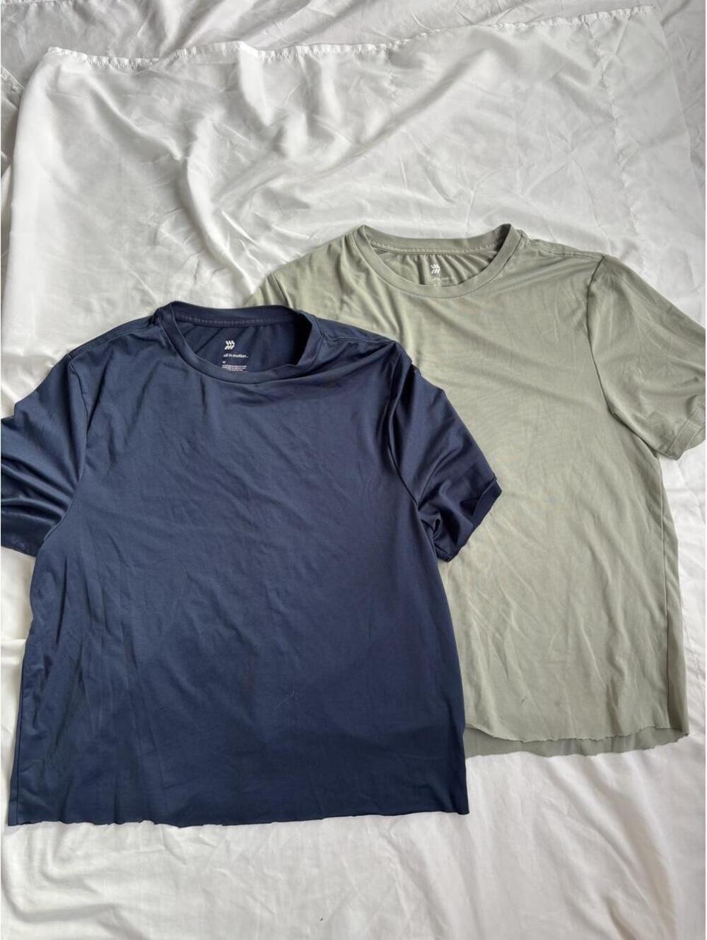 All in Motion Raw Hem Active Tee Bundle – Navy + Sage Green